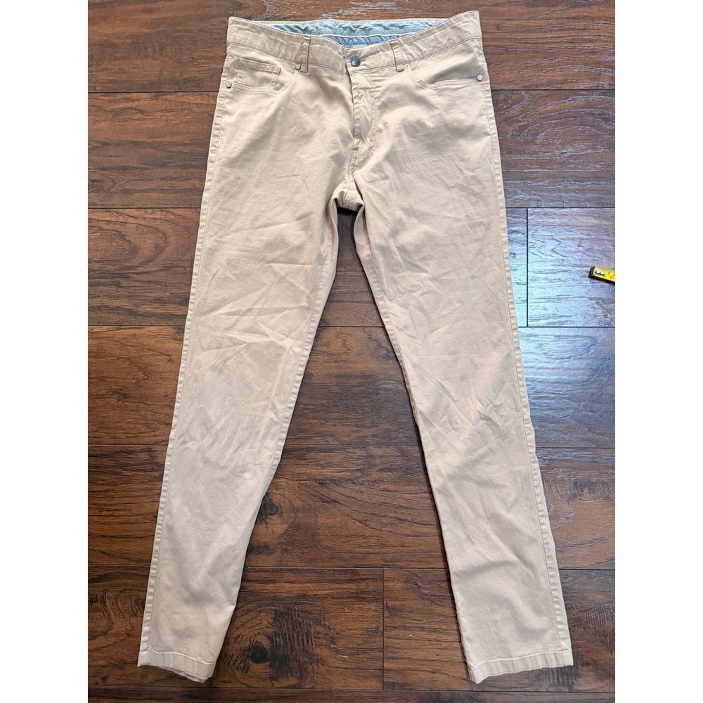 Peter Millar Collection Perfect Poplin Tan Khaki Pants Mens 34 Five Pocket Chino